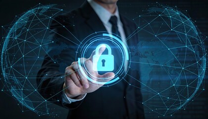 Futuristic Corporate Technology Concept with Anonymity and Half Body Gesture in Business Setting