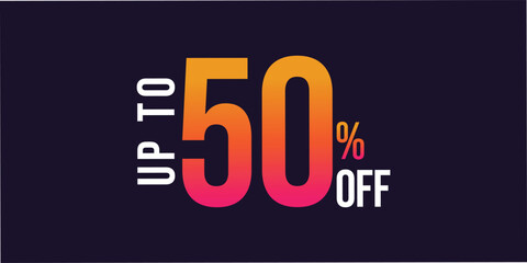 Beautiful 50 percent discount price badge with gradient color, sale price down sticker icon sign and symbol.  