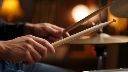 Drummer's Hands Playing Close-Up View