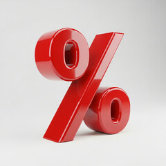 Glossy Red 3D Percentage Sign