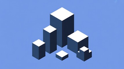 Obraz premium Modern 3D bar chart with blue background and white highlights