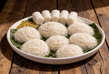 white string hoppers (idiyappam)