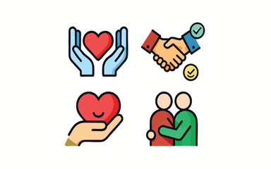 Obraz premium Flat Vector Icon Set of Trust Care and ConnectionPrint