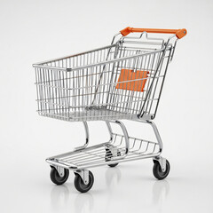 Empty Shopping Cart on a Clean White Background