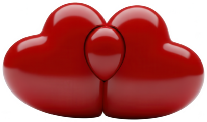 Valentine Three dimensional red glossy heart shape with smooth reflective surface