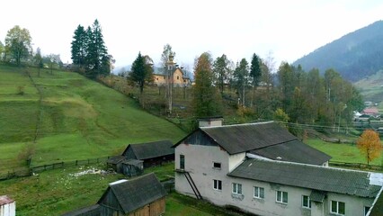Fototapeta premium Roof of village houses, tiled thatched, sloped renovated