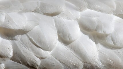 Obraz premium fine. An intricate close-up of pristine white bird feathers arranged in an elegant pattern. wildlife magazines, conservation campaigns, designed for wildlife conservation campaigns.