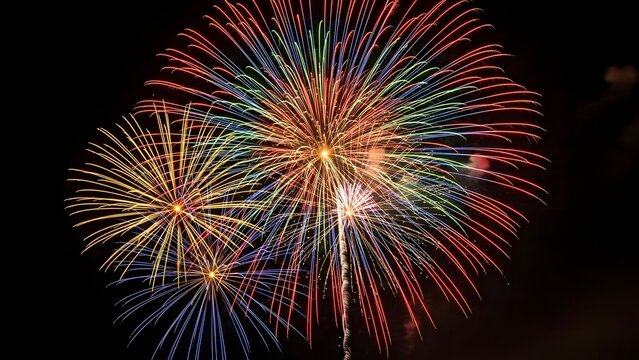 Spectacular fireworks display lighting up the night sky with vibrant colors and patterns - Powered by Adobe