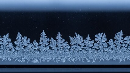 Intricate Ice Crystals on Dark Background.
