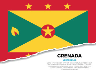 Flag of Grenada. Creative Torn Paper Edge Effect on transparent background © Planet Caravan