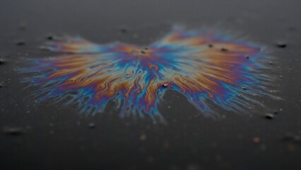 Obraz premium Vibrant rainbow oil slick on water surface.