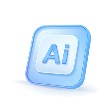 A 3D icon of Adobe Illustrator isolated on a white background with a blue design