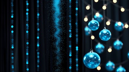 abstract design with particles falling, golden lights and spheres decoration