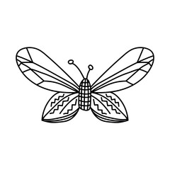 Hand drawn butterfly. Doodle vector illustration. Isolated on a white background.
