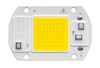 LED flashlight close-up, on a white isolated background