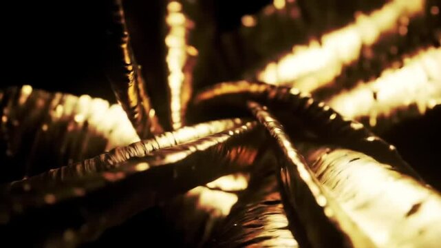 Abstract golden spiral tunnel dynamic movement and visual effects