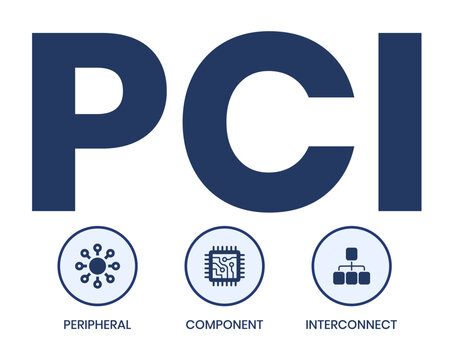 PCI - Peripheral Component Interconnect acronym. business concept background. Vector illustration for website banner, marketing materials, business presentation, online advertising