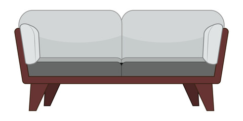 Stylish couch front view, neutral upholstery
