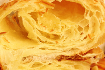 Close up croissant texture. food background