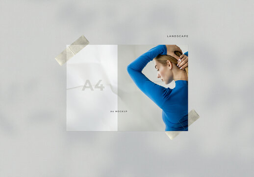 A4 Landscape Paper Mockup