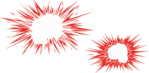 Set of 2 Red Comic Explosion Burst Vector Illustrations © Design