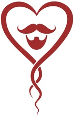 Groom silhouette heart for wedding invitation or men's health campaign Minimalist masculine love symbol