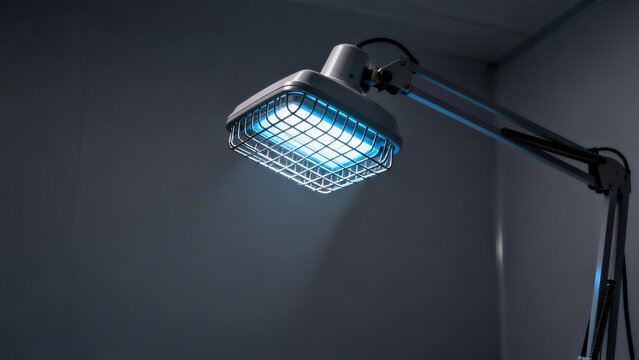 A medical lamp emitting blue light