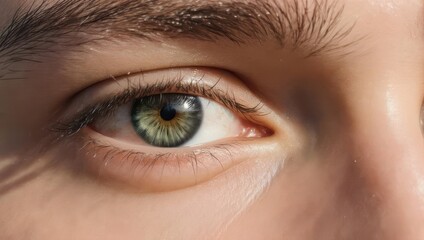 Obraz premium Detailed macro photograph of a young mans beautiful hazel eye.