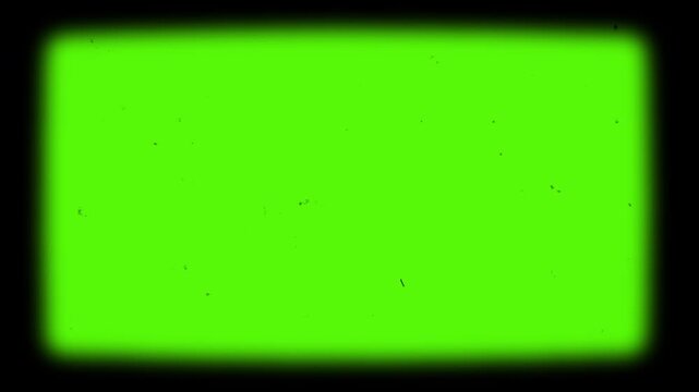 old tv screen with dust particle on green screen background