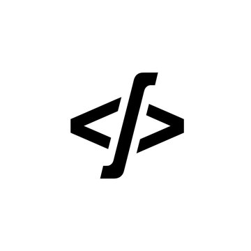 A black symbol resembling code tags with a stylized forward slash, representing programming and development.