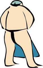 相撲取りの後ろ姿イラスト