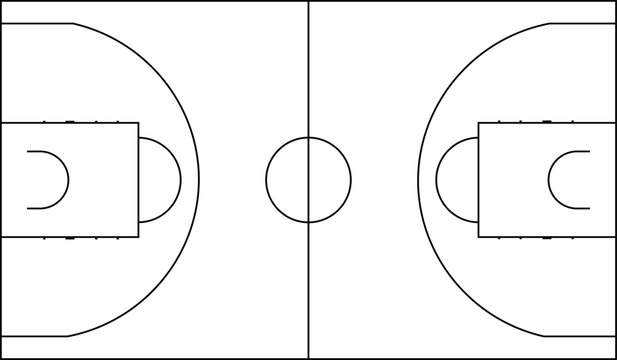 Basketball Court Tactical Scheme Sport Field Blueprint Top View.