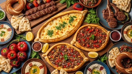 Fototapeta premium Turkish cuisine platter isolated on transparent background