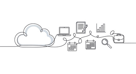Fototapeta premium Cloud computing concept with connected devices and data management tools