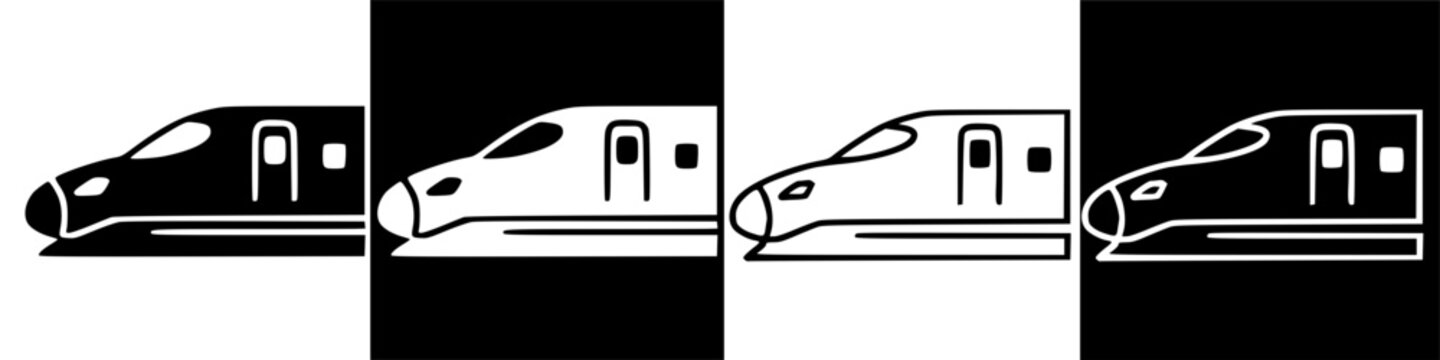 Modern high-speed train minimalist outline icon for fast travel and efficient transit design