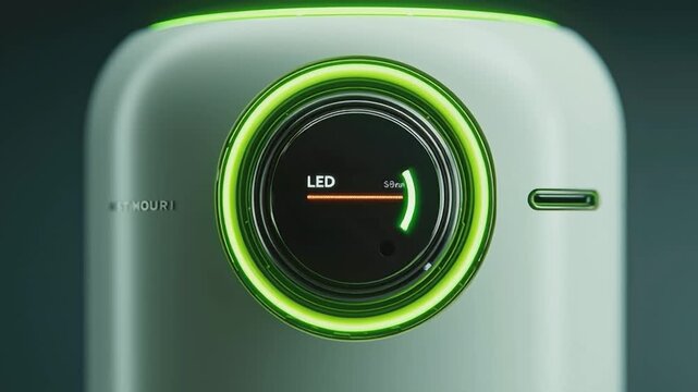 Modern LED Display on Futuristic Device: A close-up view of a sleek, contemporary device features an illuminated LED display.