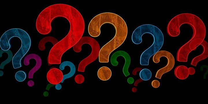 Intricate background of overlapping question marks on dark backdrop, question mark,  graphic