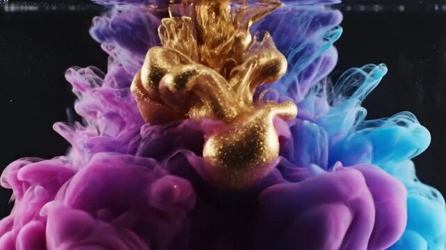 Abstract ink cloud in water vibrant colors and artistic flow