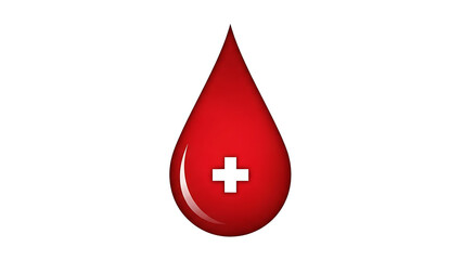 A red blood drop with a white cross on a plain background Fundo branco