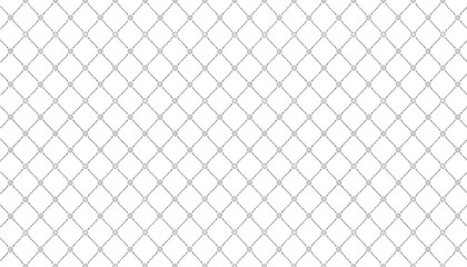 White background with a repeating diamond wire fence pattern.