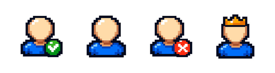 Obraz premium Pixel art style User icons