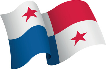 Flag of Panama. Ribbon style flag that conveys a sense of movement and waving effect