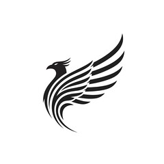 Obraz premium Striking black phoenix bird symbol with spread wings graphic design art
