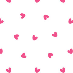 Cute Pink Distorted Hearts Seamless Pattern. Vector Background for Little Princess. Cartoon Love Style for Print on Textile, Wrapping Paper. Pink Print for Baby.
