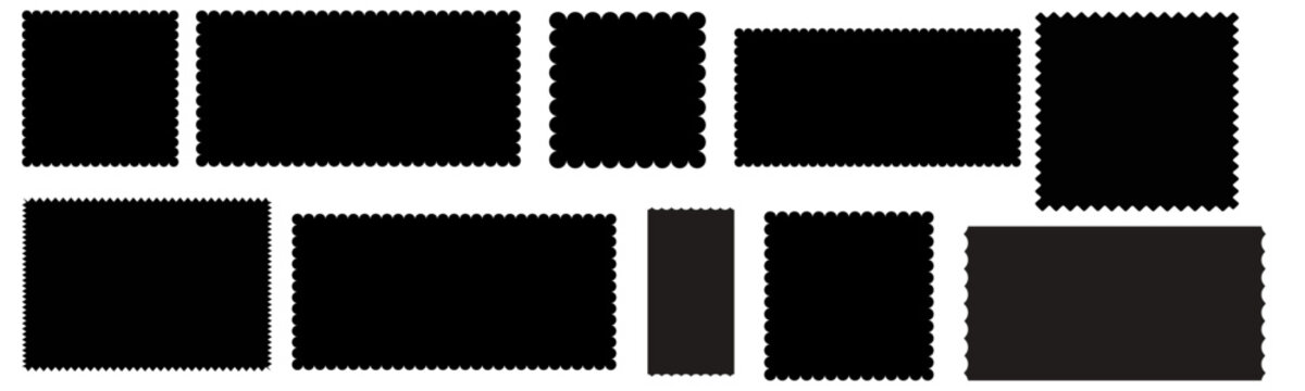 Set of Zigzag frames shape set. rectangular shape elements. vector illustration.