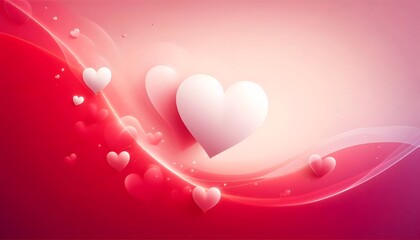 Romantic hearts in swirling red