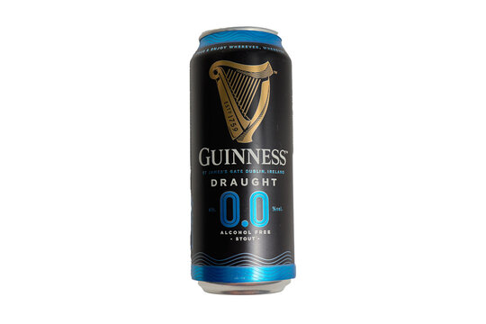 Tyumen, Russia-December 11, 2025: Guinness of non-alcoholic beer isolated white background