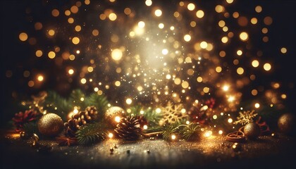 Festive holiday lights and decorations