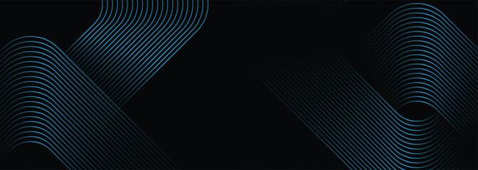 Dark blue abstract background with glowing geometric lines. Modern shiny blue diagonal rounded lines pattern. Futuristic technology concept. Suit for. eps10