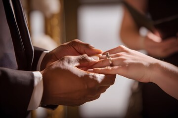 Tense, heartfelt exchange of rings binds souls in love and hope.